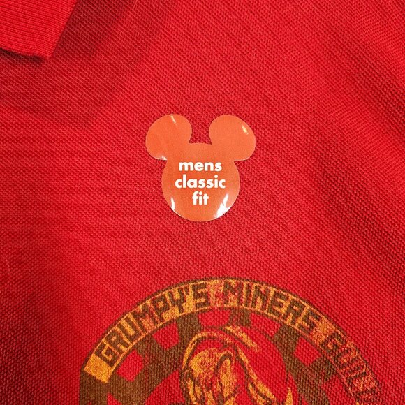 NWT Disney Mens XL Classic Fit Red Grumpys Miners Guild Polo Shirt Attitude Dad - Picture 3 of 12